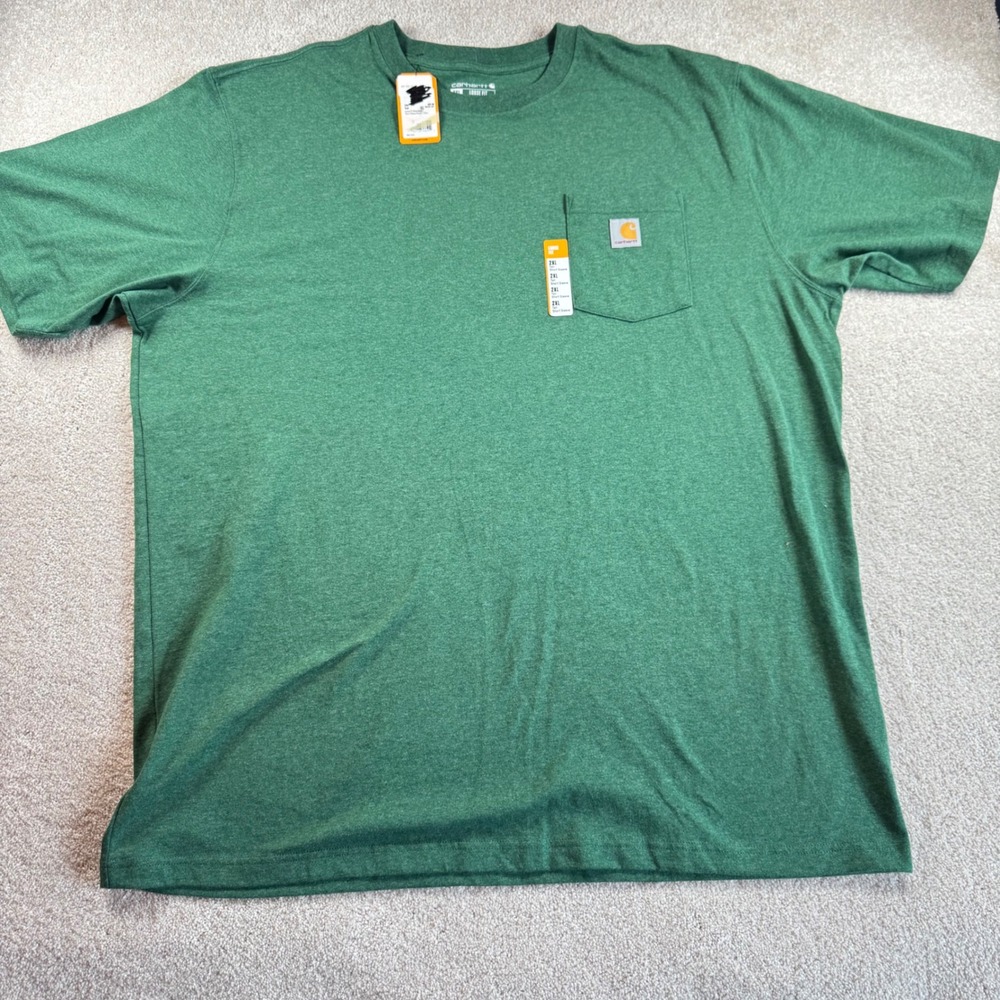 Carhartt Mens K87 Fit Pocket T-Shirt 2 Pack Navy Green 2XL Tall NWT - Picture 9 of 12